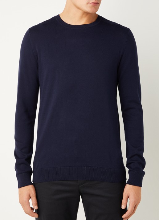 Selected Fijngebreide pullover met ronde hals