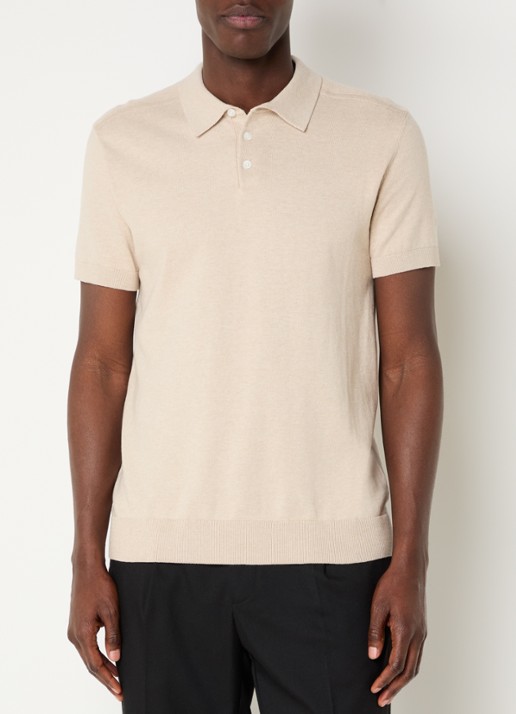 Selected Fijngebreide regular fit polo in  katoenblend