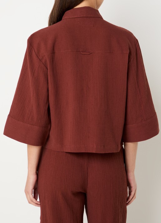 Selected Finnie blouse in linnenblend - achterkant donkerrood