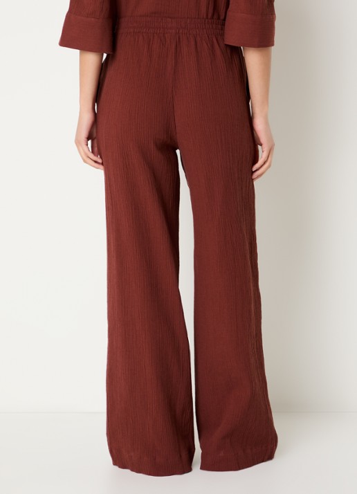 Selected Finnie high waist loose fit pantalon in linnenblend - achterkant 3 steenrood