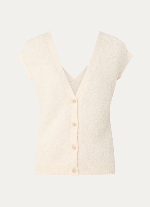 Selected Gabella grofgebreid gilet in alpaca wolblend - voorkant 2 creme