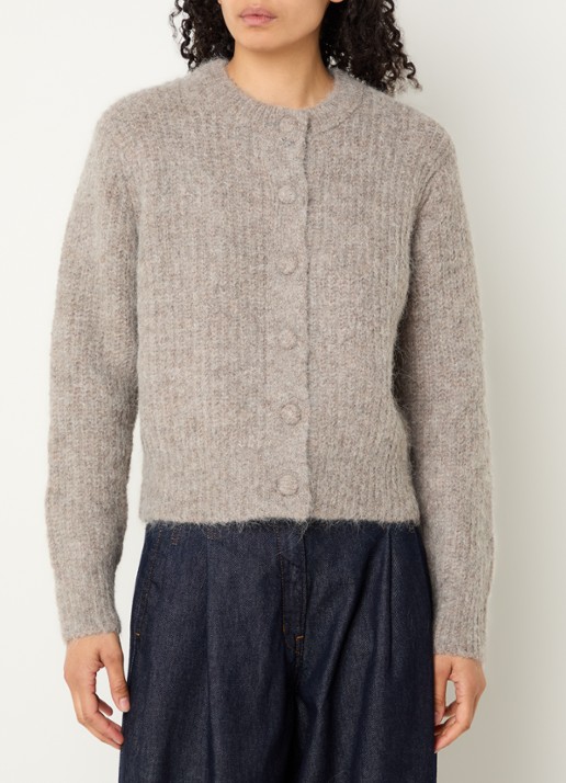 Selected Gabriella grofgebreid vest in wolblend met ronde hals