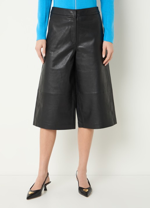 Selected Gigi high waist wide fit culotte van lamsleer