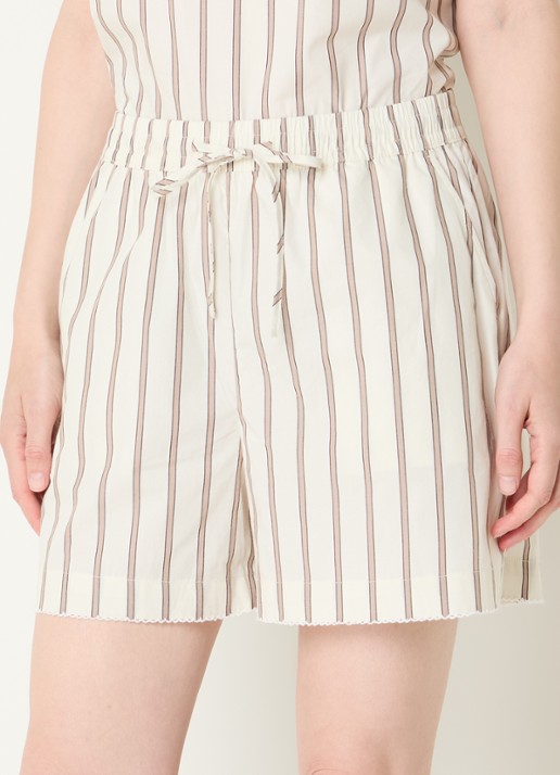 Selected Gina high waist straight fit korte broek met streepprint