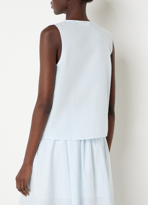 Selected Hannah mouwloze top met streepprint - achterkant 4 blauw