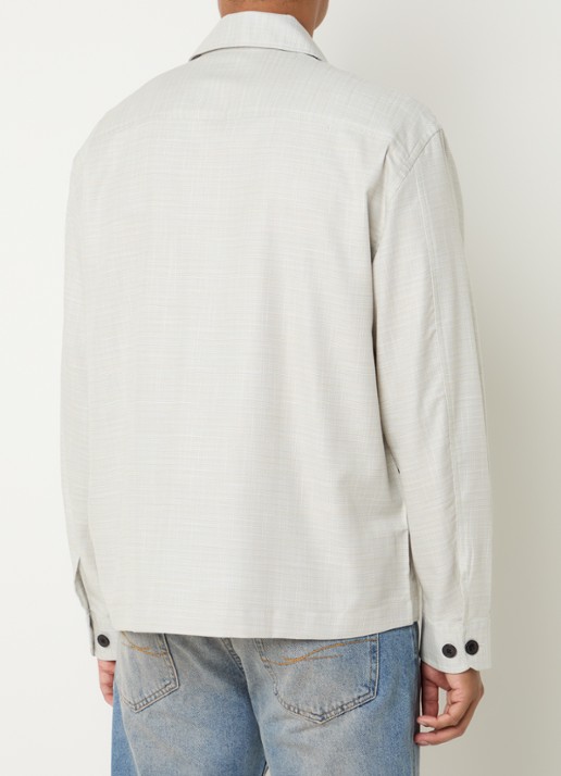 Selected Henry overshirt met gemêleerd dessin - achterkant 4 beige