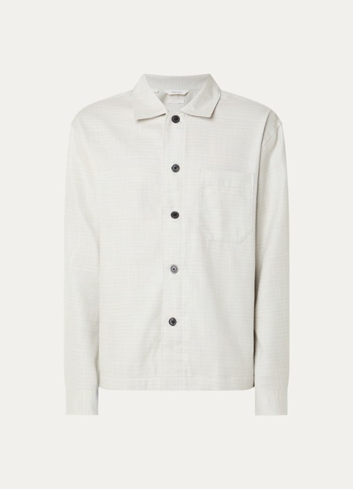 Selected Henry overshirt met gemêleerd dessin - voorkant 2 beige