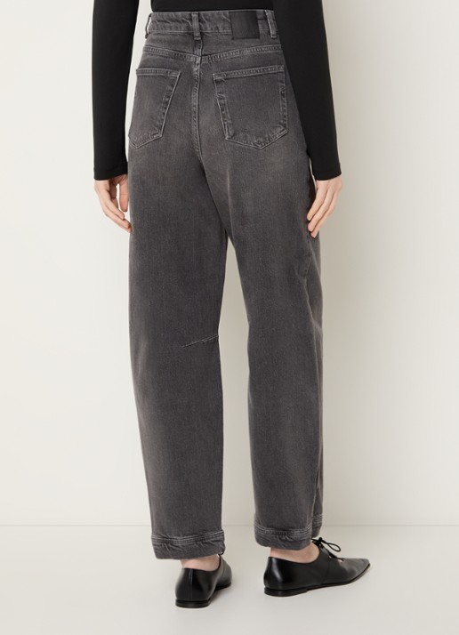 Selected High waist tapered fit jeans met gekleurde wassing - achterkant 3 grijs