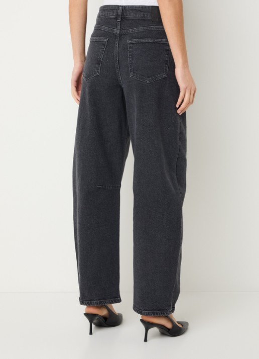 Selected High waist tapered jeans met gekleurde wassing - achterkant donkergrijs