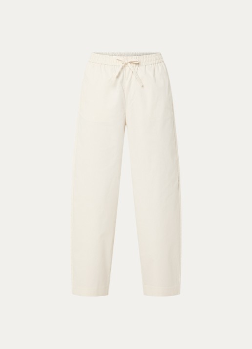 Selected High waist wide fit broek met steekzakken - voorkant 3 creme