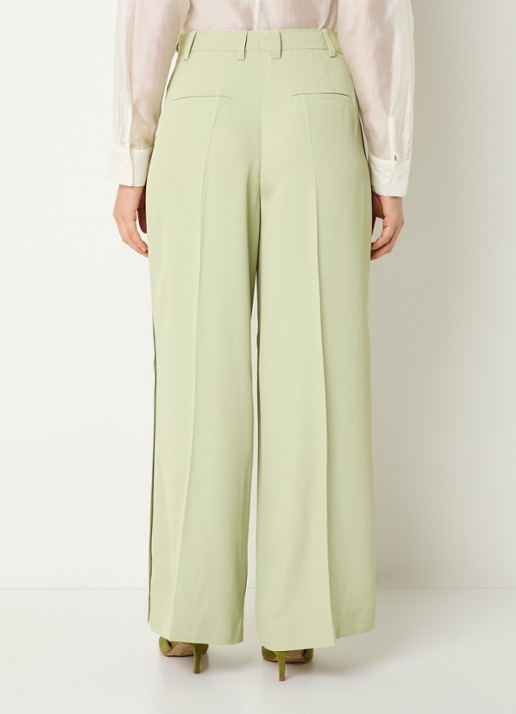 Selected High waist wide fit pantalon met steekzakken - achterkant 3 lindegroen