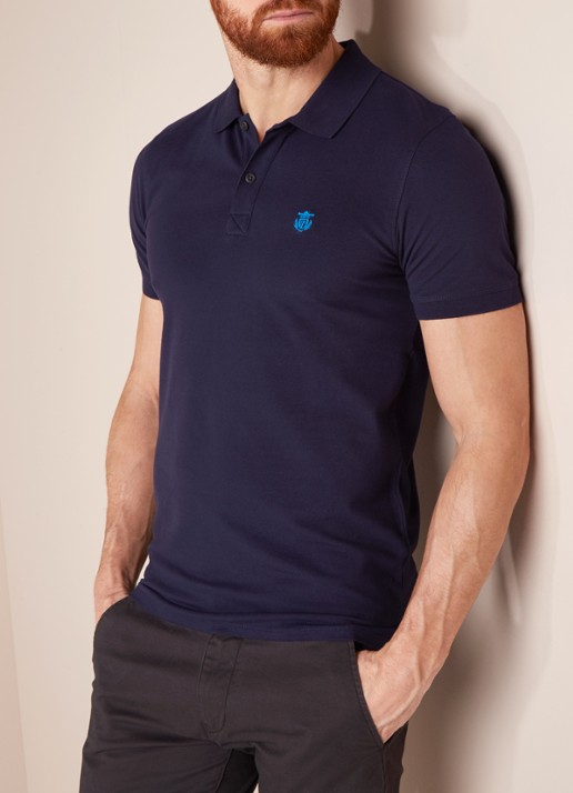 Selected Homme Aro slim fit polo met stretch - detail 4 donkerblauw