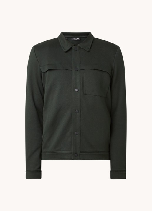 Selected Homme Fred regular fit overshirt met steekzakken - voorkant groen