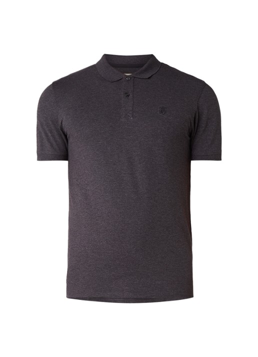 Selected Homme Haro slim fit polo in katoenblend - voorkant 3 antraciet