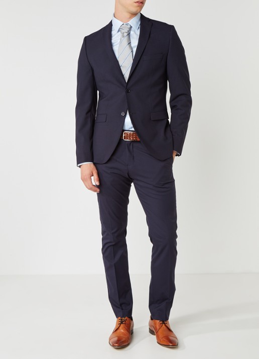 Selected Homme Mylo Logan slim fit pantalon - voorkant 5 donkerblauw