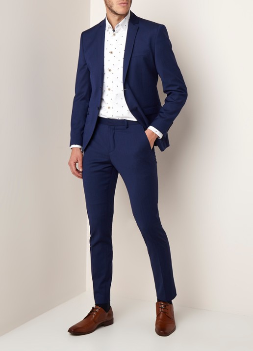 Selected Homme Mylobill slim fit colbert met klepzakken - voorkant 5 donkerblauw