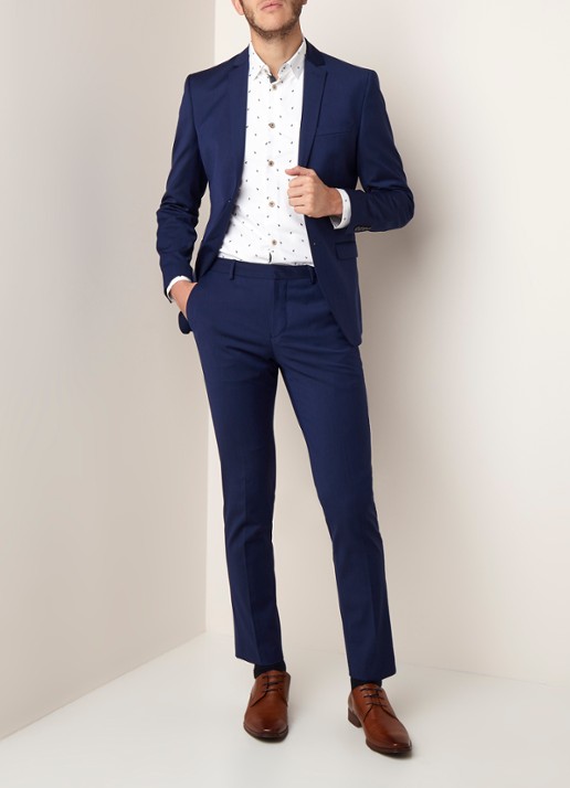 Selected Homme Mylobill slim fit pantalon met persplooi - voorkant 5 donkerblauw