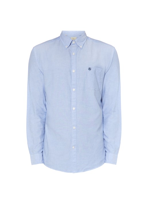 Selected Homme Regular fit Oxford overhemd Collect in blauw - voorkant lichtblauw