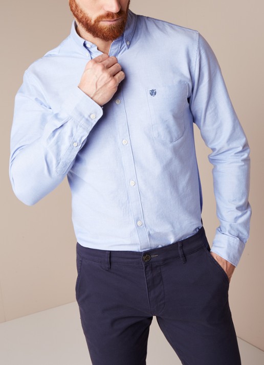 Selected Homme Regular fit Oxford overhemd Collect in blauw - detail 3 lichtblauw