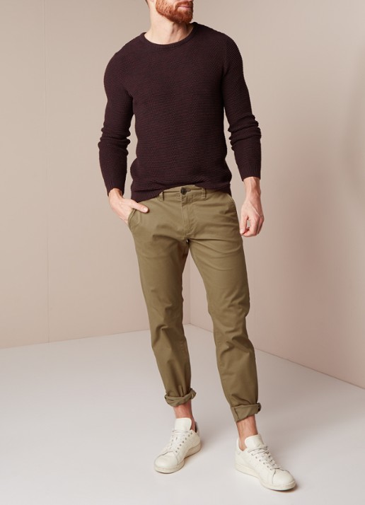 Selected Homme Selected Homme Three Paris regular fit chino met stretch - voorkant 3 camel