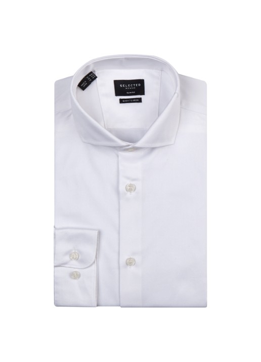 Selected Homme Slim fit strijkvrij overhemd met cut away kraag - voorkant wit