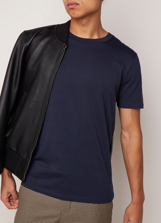 Selected Homme The Perfect T-shirt van Pima katoen - detail 4 donkerblauw