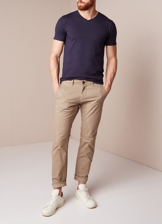 Selected Homme Three Paris chino in katoenblend - voorkant 4 beige