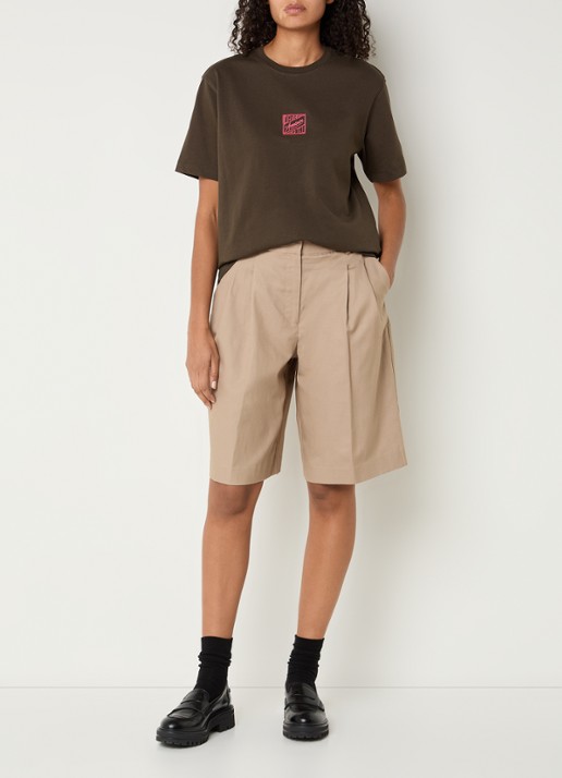 Selected Hotel Amour T-shirt met borduring - voorkant 4 donkerbruin