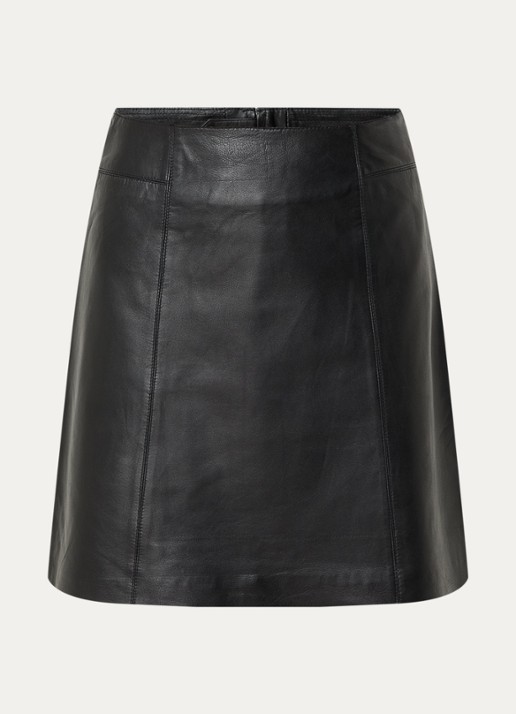Selected Ibi minirok van lamsleer - voorkant 2 zwart