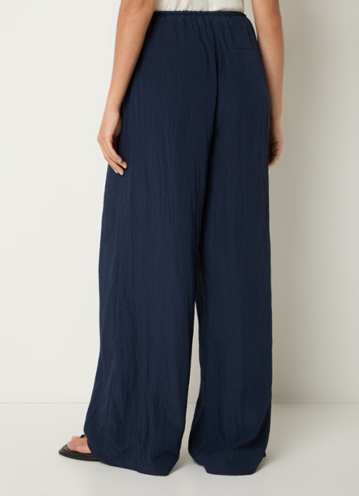 Selected Iona high waist wide fit broek met steekzakken - achterkant 4 donkerblauw