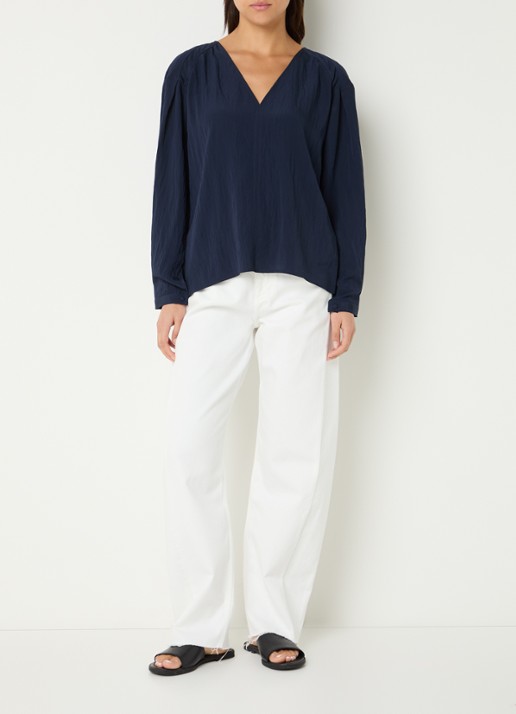 Selected Iona tuniek met V-hals - voorkant 3 donkerblauw