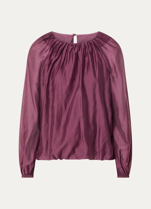Selected Iris tuniek  met ruches - voorkant 3 aubergine