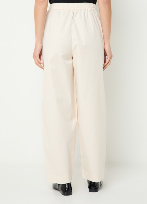 Selected Juma high waist straight fit broek in  katoenblend - achterkant 4 creme