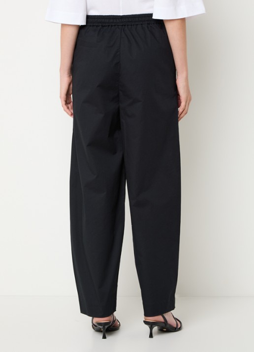 Selected Juma high waist straight fit broek in  katoenblend - achterkant zwart