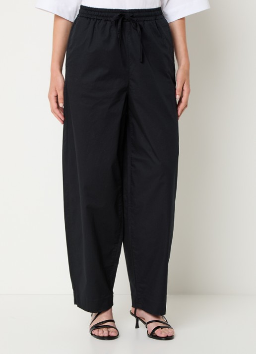 Selected Juma high waist straight fit broek in  katoenblend - detail 4 zwart