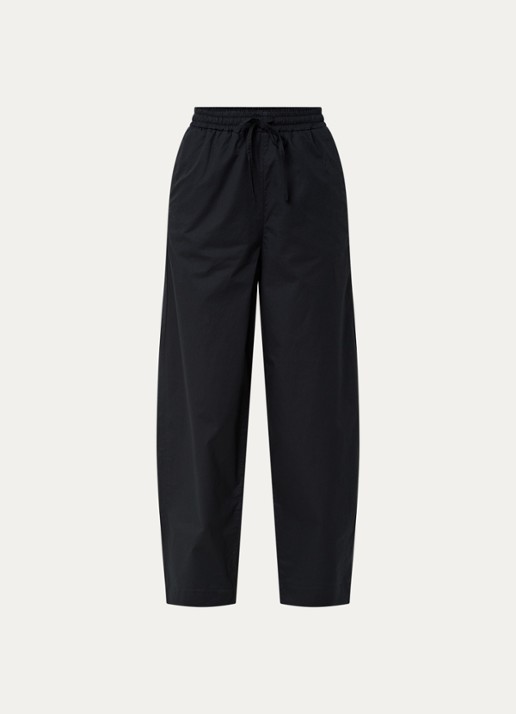 Selected Juma high waist straight fit broek in  katoenblend - voorkant 2 zwart