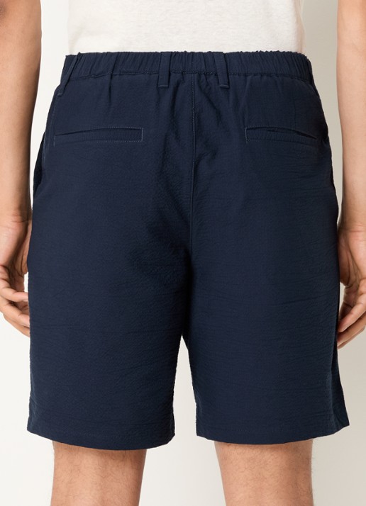 Selected Karl straight fit korte broek met steekzakken - achterkant donkerblauw