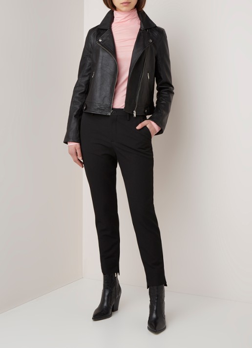 Selected Katie bikerjack van lamsleer - voorkant 4 zwart