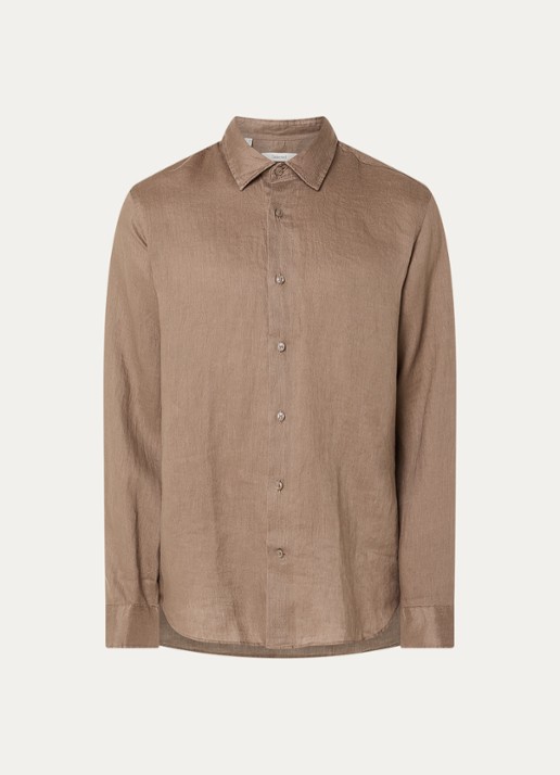 Selected Kylian regular fit overhemd - voorkant 2 lichtbruin