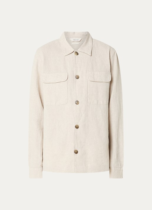 Selected Leroy regular fit overshirt met borstzakken - voorkant beige