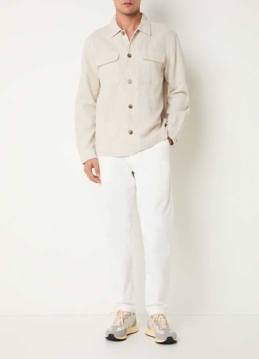 Selected Leroy regular fit overshirt met borstzakken - voorkant 2 beige