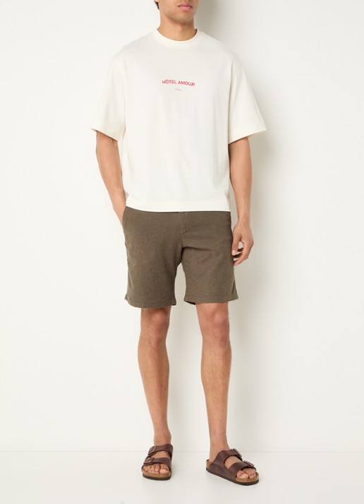 Selected Liam T-shirt met front- en backprint - voorkant 2 creme