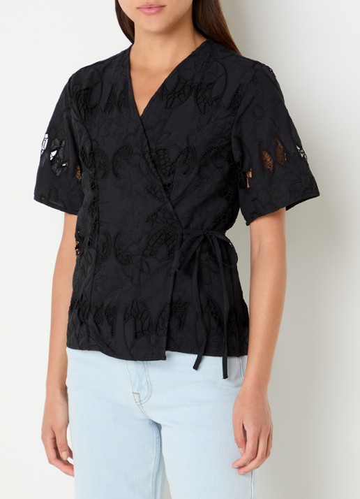 Selected Lola wikkeltop met broderie