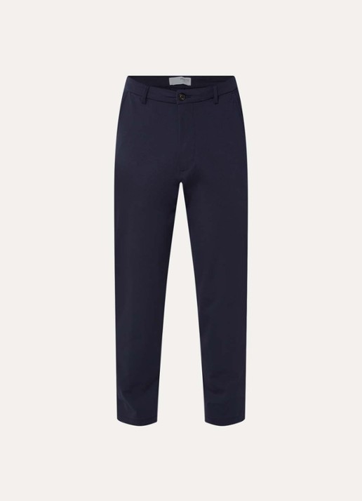 Selected Lorent tapered fit pantalon met steekzakken - voorkant donkerblauw