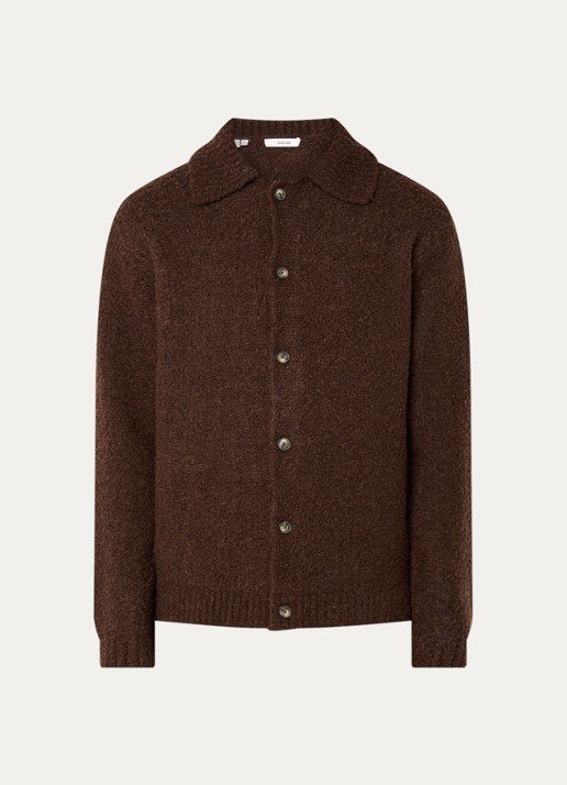 Selected Loyd grofgebreid vest in wolblend met kraag