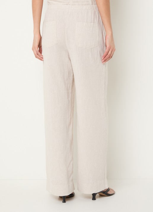 Selected Luisa mid waist loose fit broek in linnenblend met steekzakken - achterkant creme