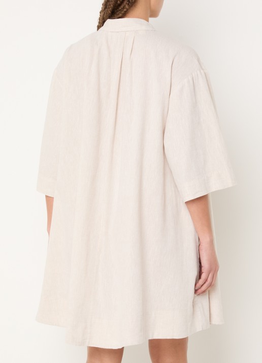 Selected Luisa-Talia midi jurk in linnenblend - achterkant 4 creme