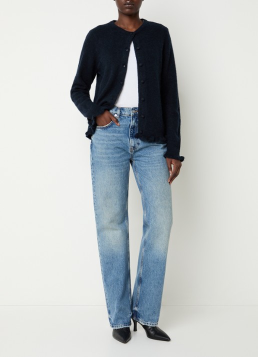 Selected Lulu fijngebreid vest in alpaca wolblend - voorkant 3 royalblauw