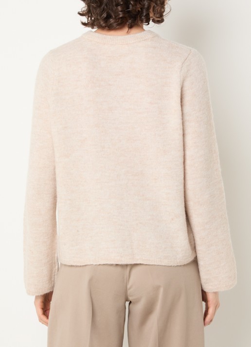 Selected Lulu fijngebreid vest in alpaca wolblend  - achterkant beige