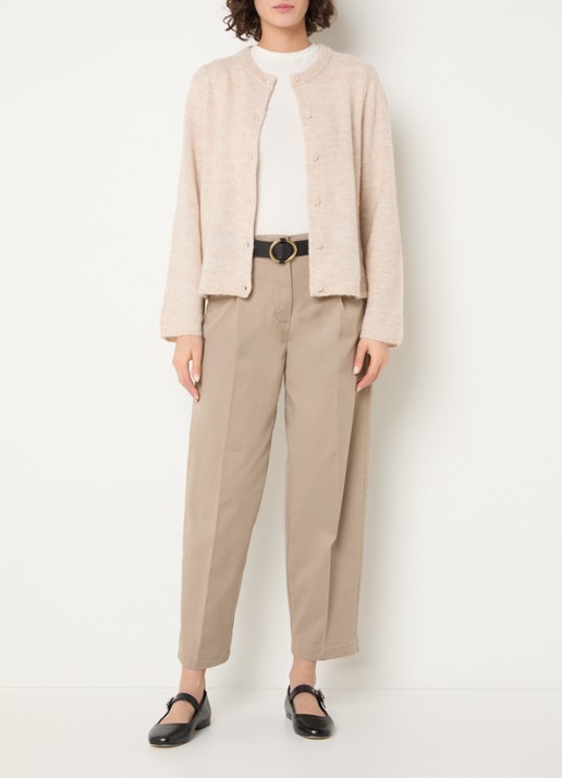 Selected Lulu fijngebreid vest in alpaca wolblend  - voorkant 3 beige